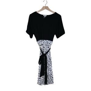 Jofifl Women's L Black Dot Belted Dress NEW